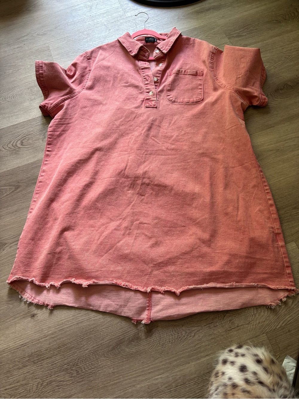 Size 4x plus 28- 30 Casual Short Sleeve Orange acid wash blue jean stretchy dres
